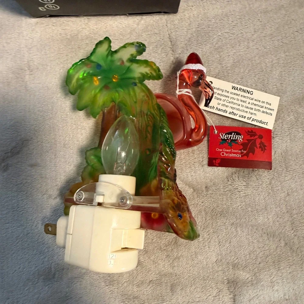 Flamingo Acrylic Night Light Christmas Tropical Decor‎ Plug In w Box